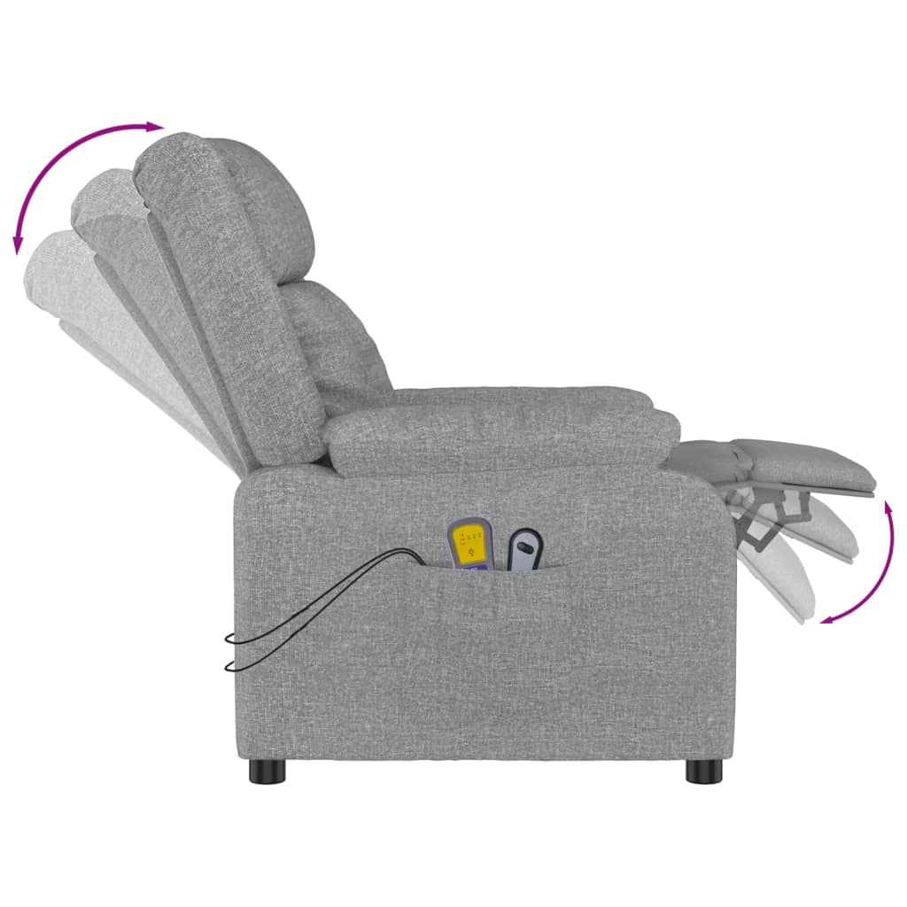 Elektrické Masážní Křeslo Světle Šedé Textil