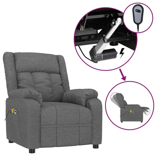 Elektrické Masážní Křeslo Tmavě Šedé Textil