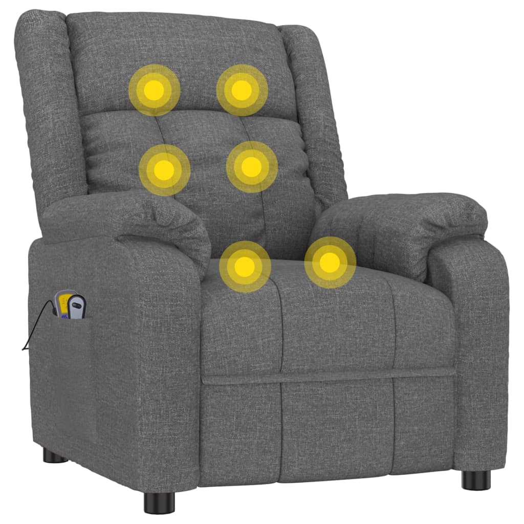 Elektrické Masážní Křeslo Tmavě Šedé Textil