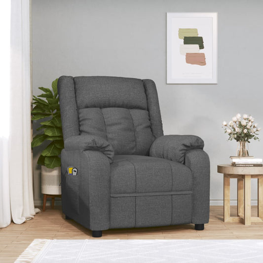 Elektrické Masážní Křeslo Tmavě Šedé Textil