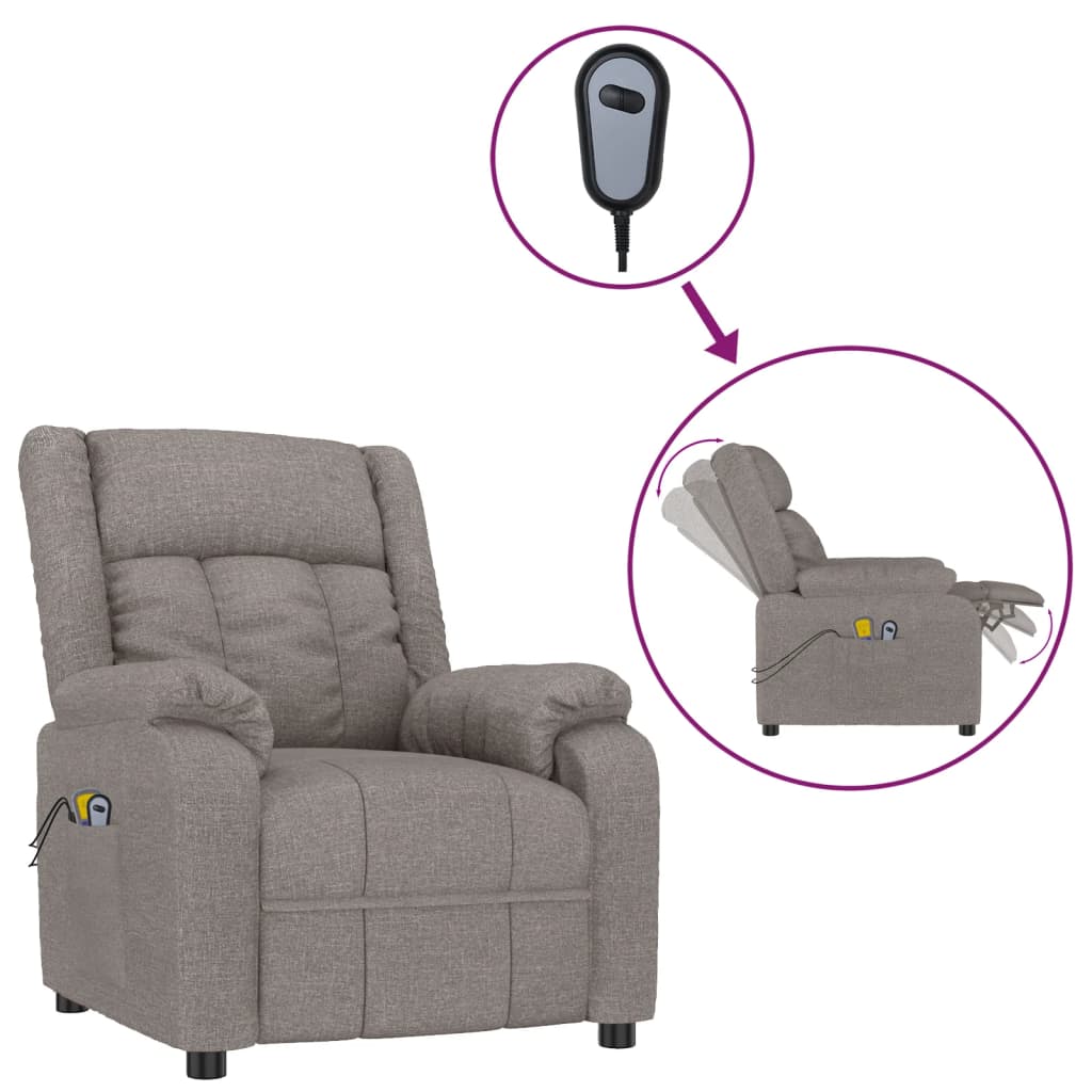Elektrické Masážní Křeslo Taupe Textil