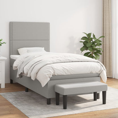 Box Spring Postel S Matrací Textil Světle Šedá