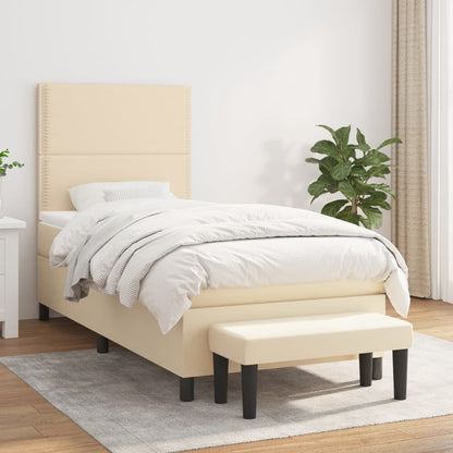 Box Spring Postel S Matrací Textil Krémová