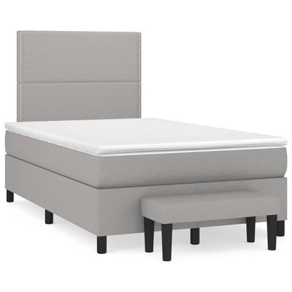 Box Spring Postel S Matrací Textil Světle Šedá