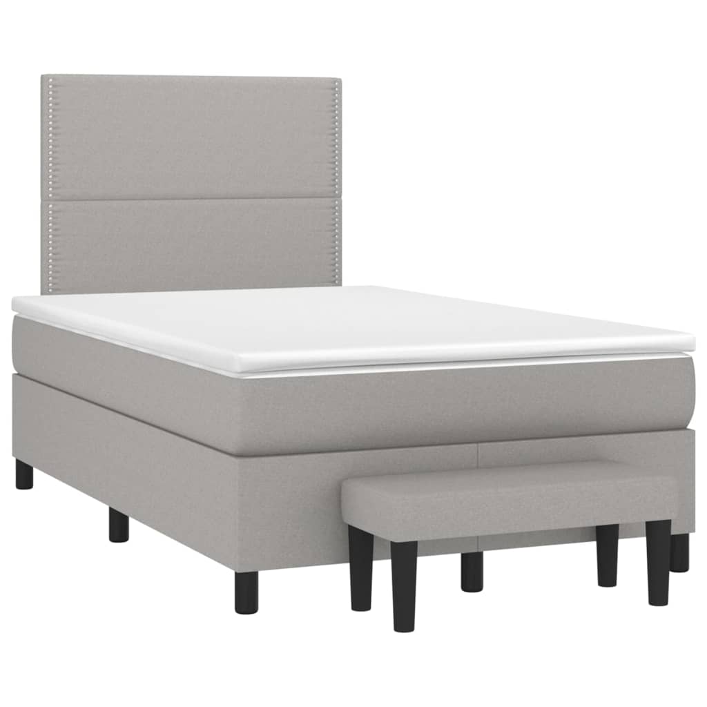 Box Spring Postel S Matrací Textil Světle Šedá
