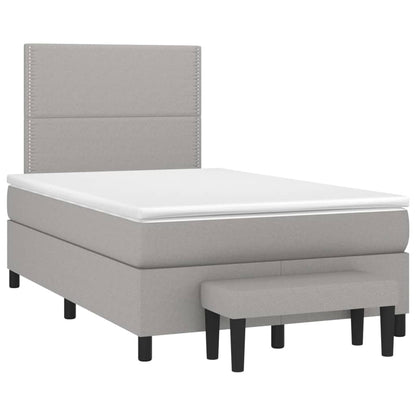 Box Spring Postel S Matrací Textil Světle Šedá