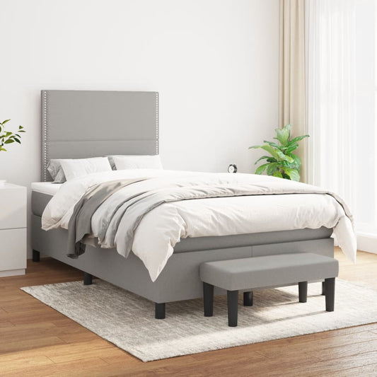 Box Spring Postel S Matrací Textil Světle Šedá