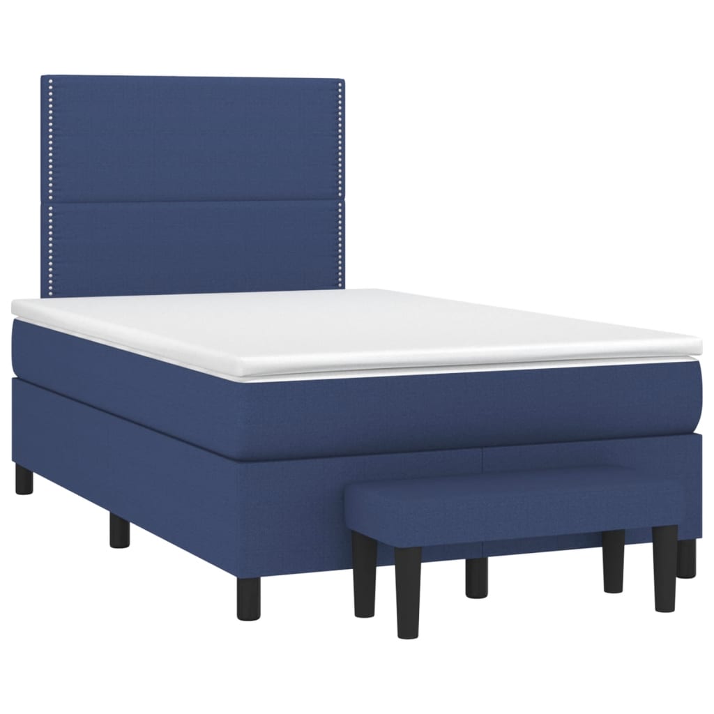 Box Spring Postel S Matrací Modrá 120X200 Cm Textil