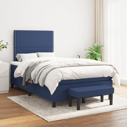 Box Spring Postel S Matrací Modrá 120X200 Cm Textil