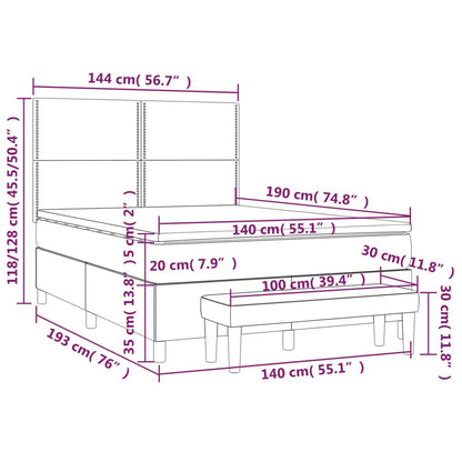 Box Spring Postel S Matrací Tmavě Hnědá 140X190 Cm Textil