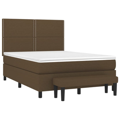 Box Spring Postel S Matrací Tmavě Hnědá 140X190 Cm Textil