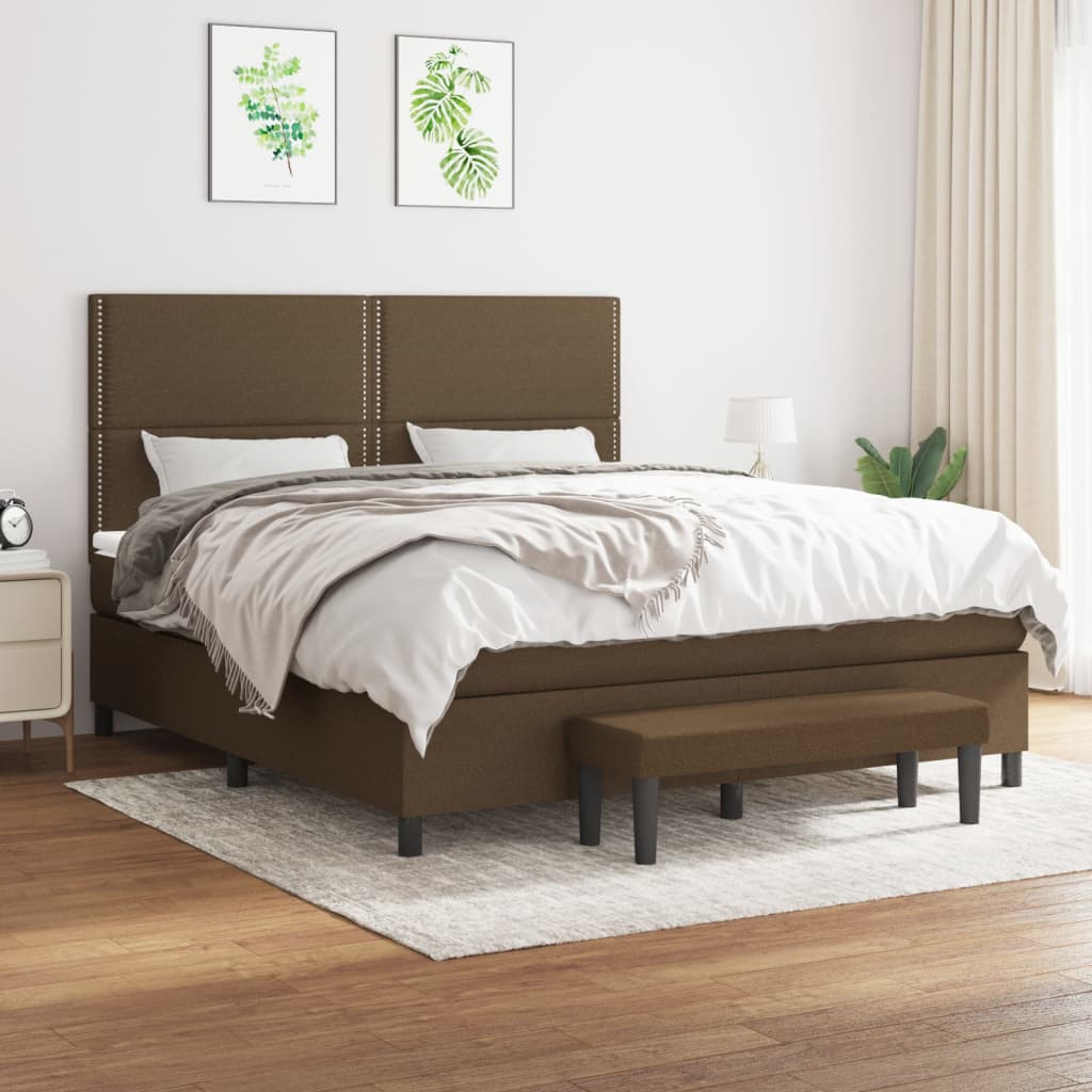 Box Spring Postel S Matrací Tmavě Hnědá 180X200 Cm Textil