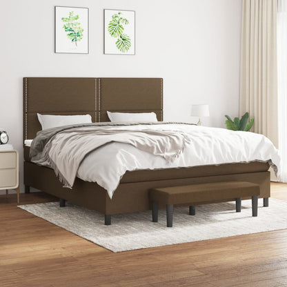 Box Spring Postel S Matrací Tmavě Hnědá 180X200 Cm Textil