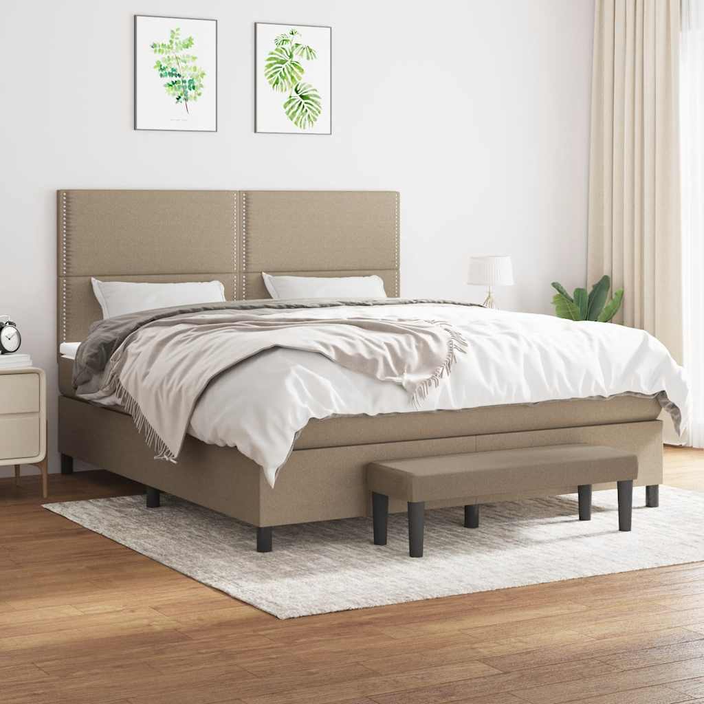 Box Spring Postel S Matrací Textil Taupe
