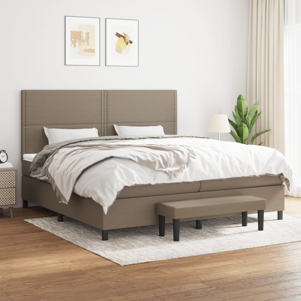 Box Spring Postel S Matrací Textil Taupe