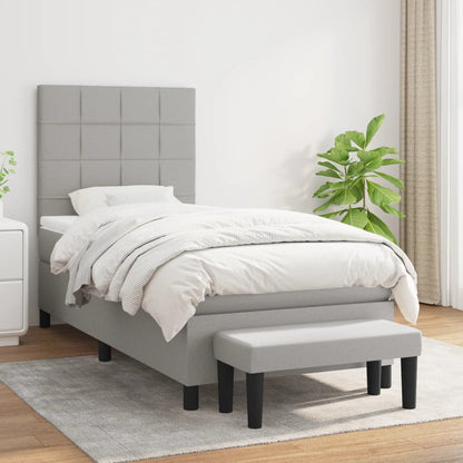 Box Spring Postel S Matrací Textil Světle Šedá