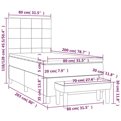 Box Spring Postel S Matrací Modrá 80X200 Cm Textil
