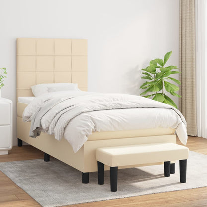 Box Spring Postel S Matrací Textil Krémová