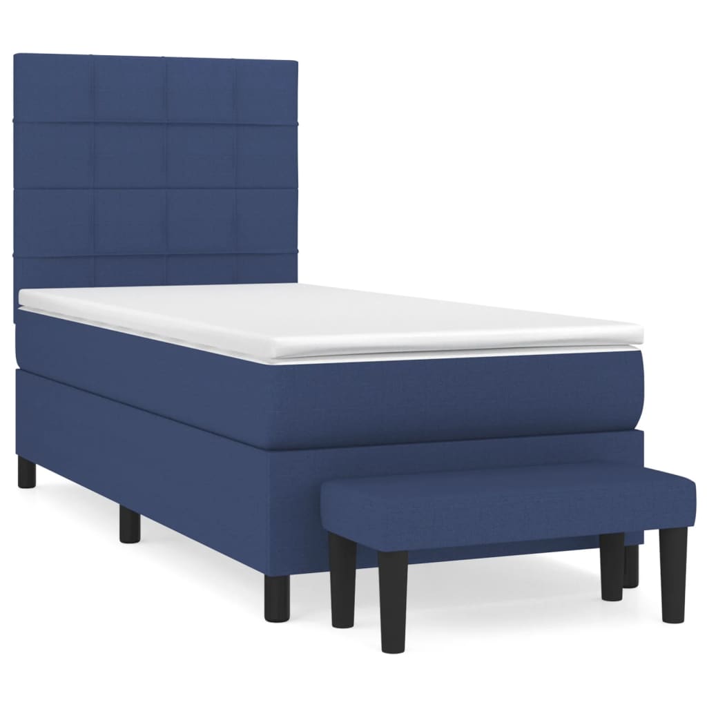 Box Spring Postel S Matrací Modrá 90X190 Cm Textil