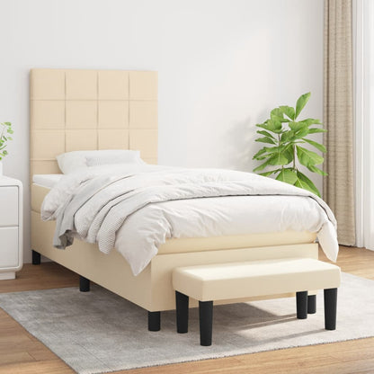 Box Spring Postel S Matrací Textil Krémová