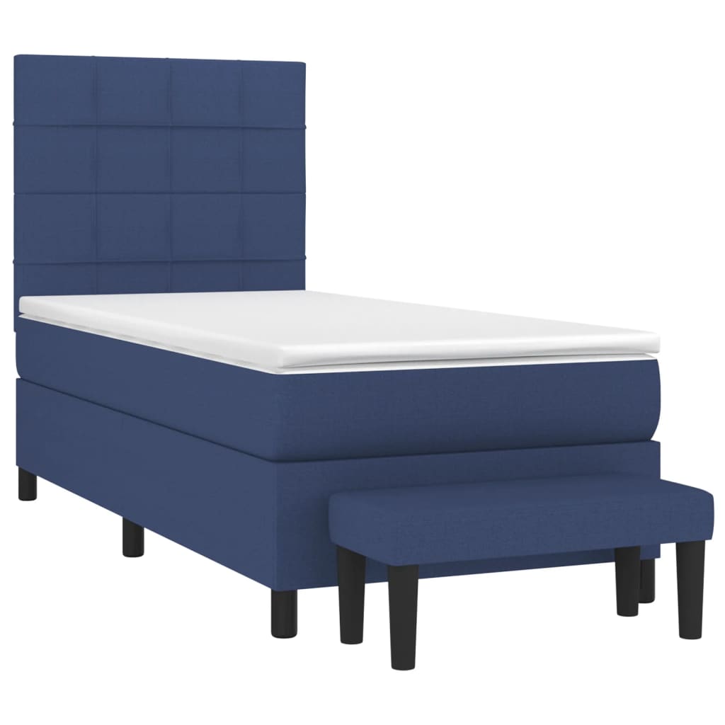 Box Spring Postel S Matrací Modrá 90X200 Cm Textil