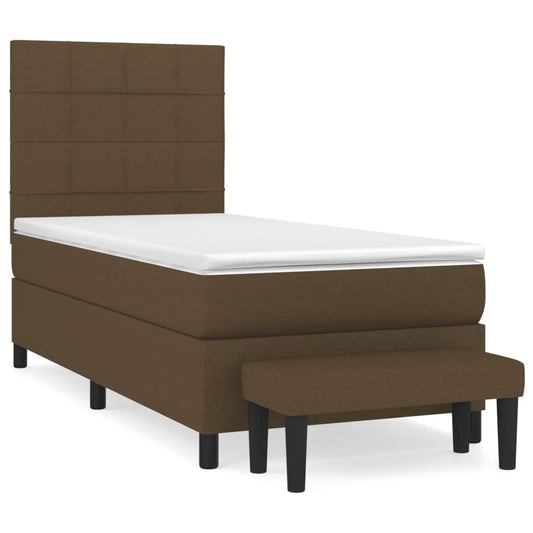 Box Spring Postel S Matrací Textil Tmavě Hnědá