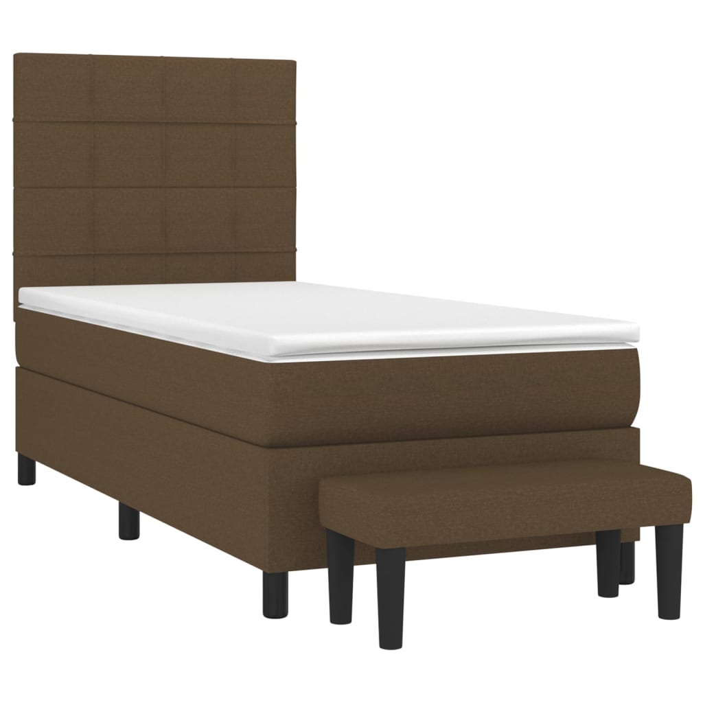 Box Spring Postel S Matrací Textil Tmavě Hnědá