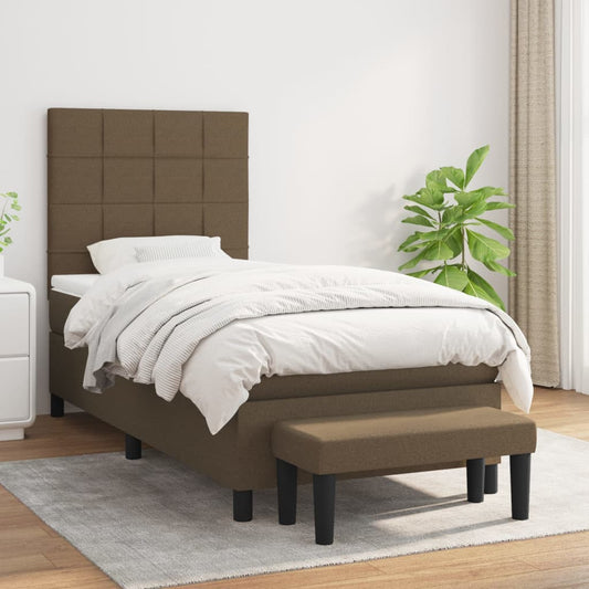Box Spring Postel S Matrací Textil Tmavě Hnědá