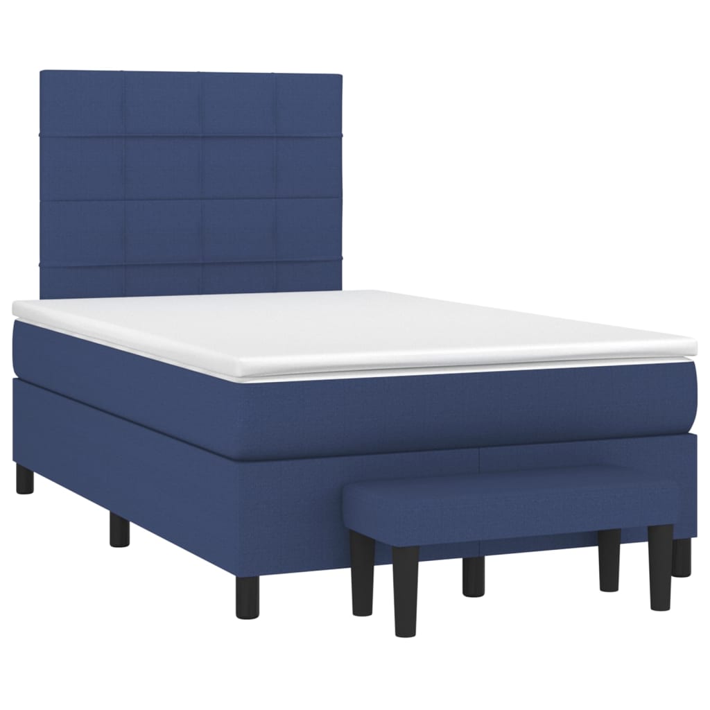 Box Spring Postel S Matrací Modrá 120X200 Cm Textil