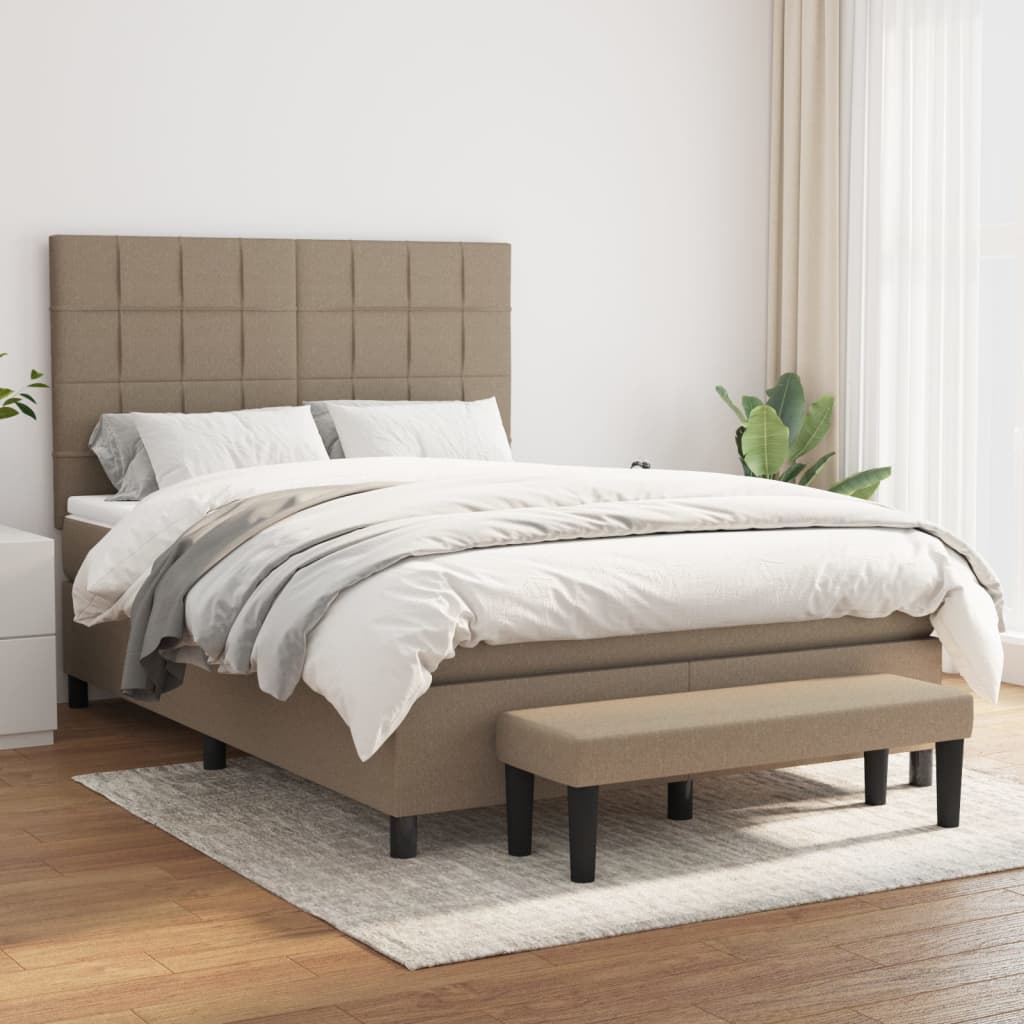 Box Spring Postel S Matrací Textil Taupe