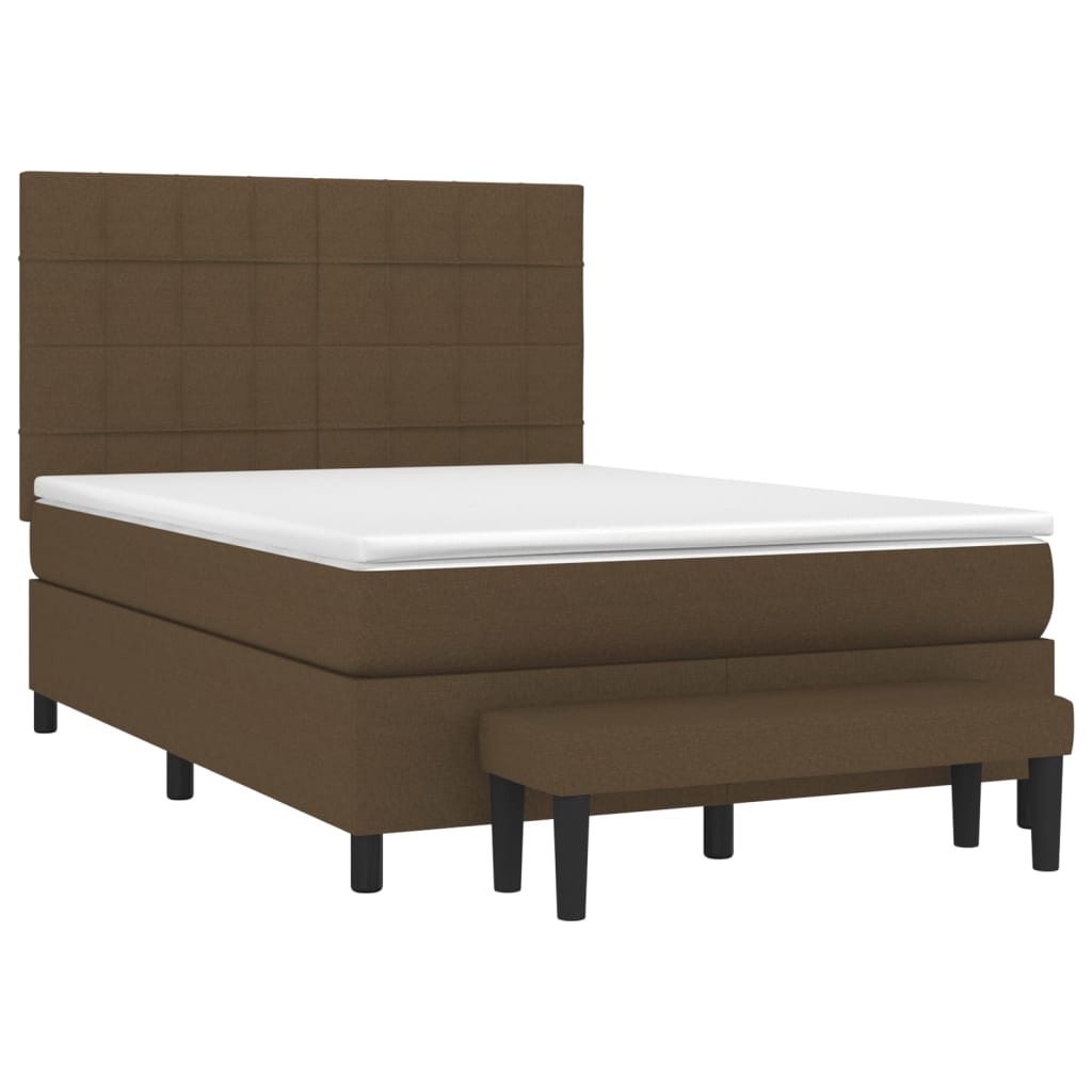 Box Spring Postel S Matrací Tmavě Hnědá 140X200 Cm Textil