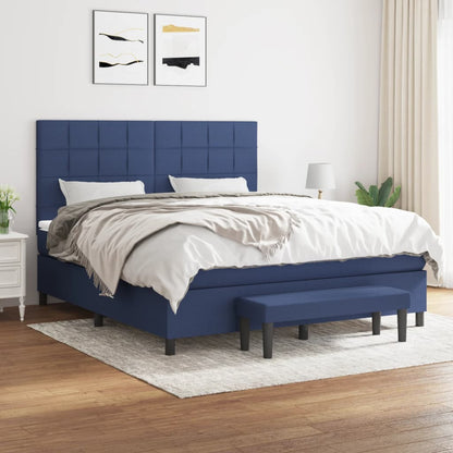 Box Spring Postel S Matrací Modrá 160X200 Cm Textil