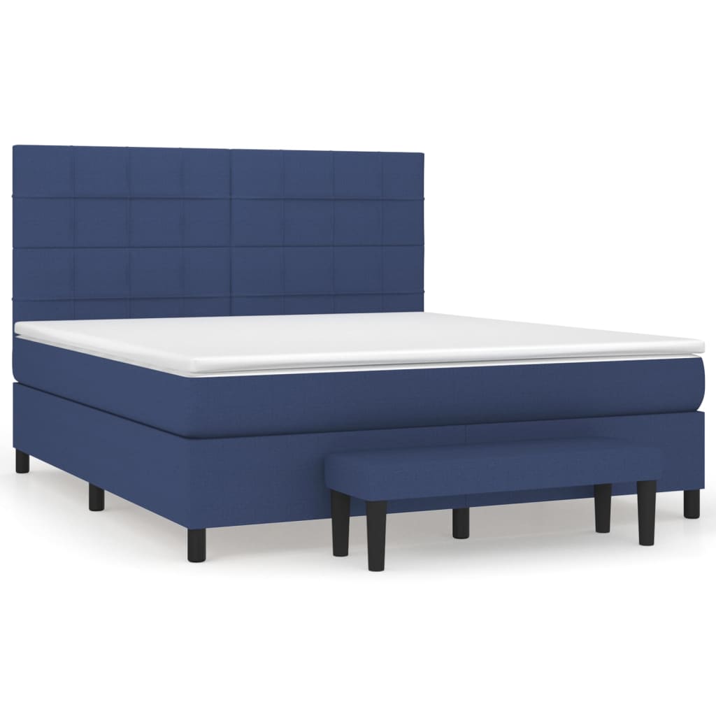 Box Spring Postel S Matrací Modrá 180X200 Cm Textil