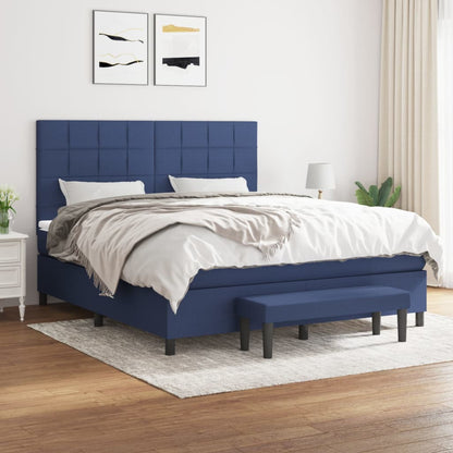 Box Spring Postel S Matrací Modrá 180X200 Cm Textil