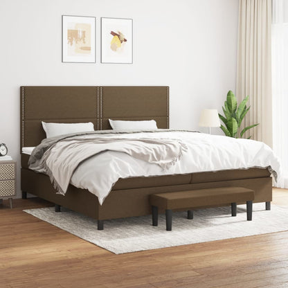 Box Spring Postel S Matrací Tmavě Hnědá 200X200 Cm Textil