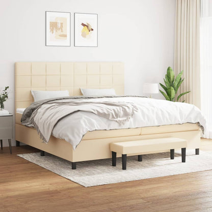 Box Spring Postel S Matrací Textil Krémová