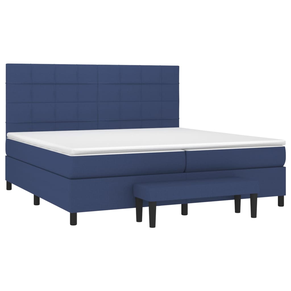 Box Spring Postel S Matrací Modrá 200X200 Cm Textil