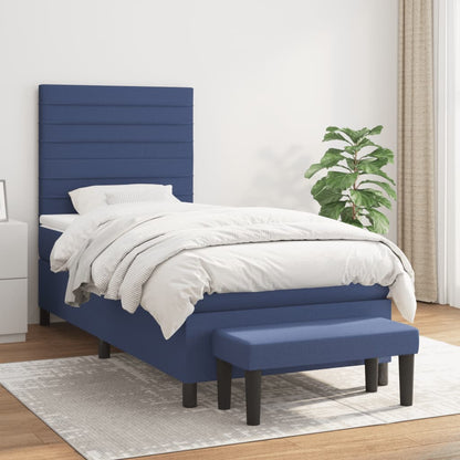 Box Spring Postel S Matrací Modrá 80X200 Cm Textil