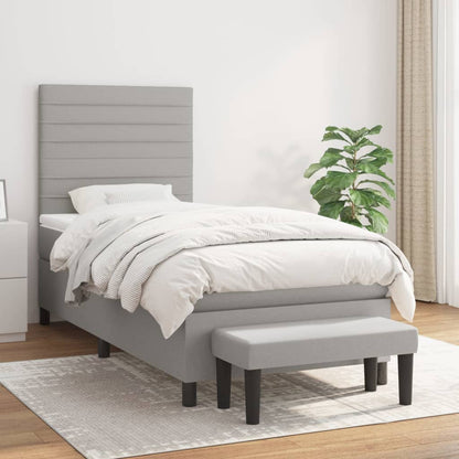 Box Spring Postel S Matrací Textil Světle Šedá