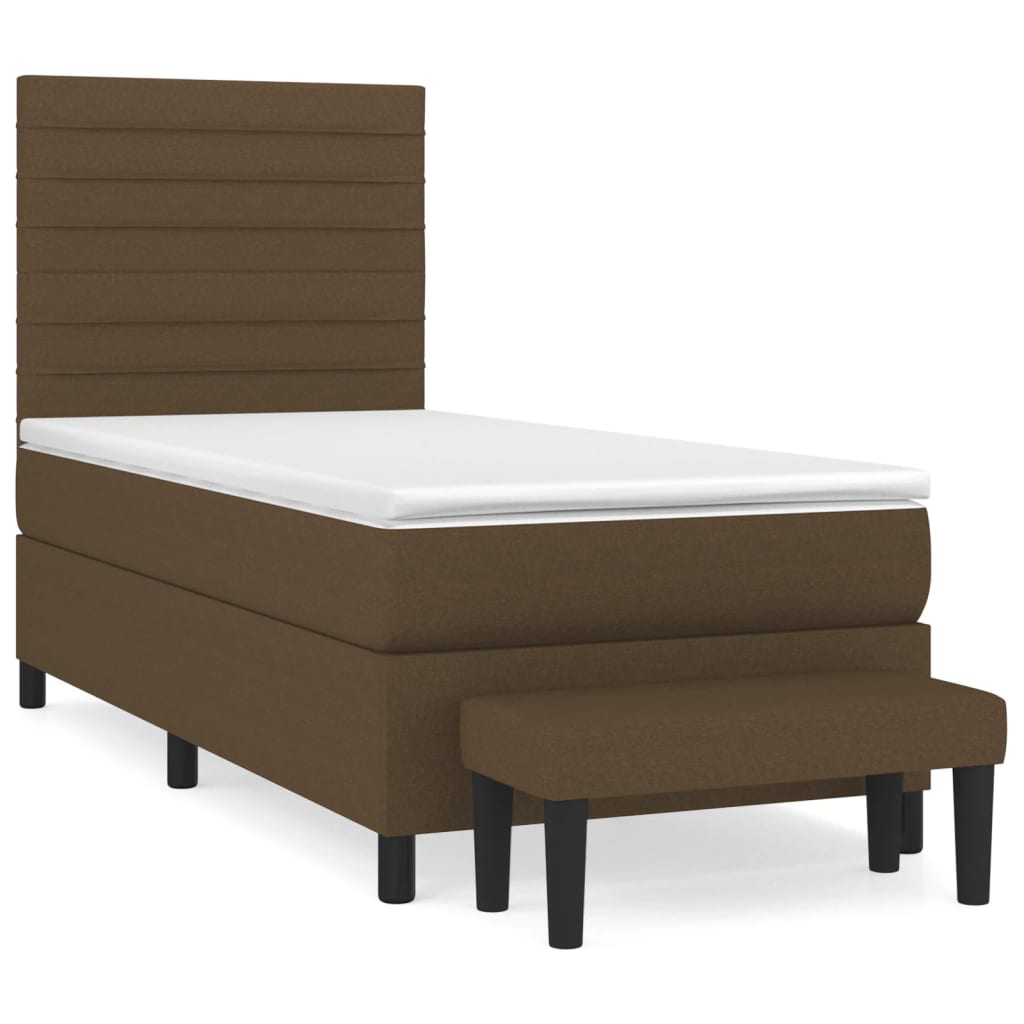 Box Spring Postel S Matrací Tmavě Hnědá 90X190 Cm Textil