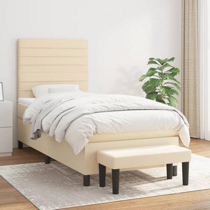Box Spring Postel S Matrací Textil Krémová