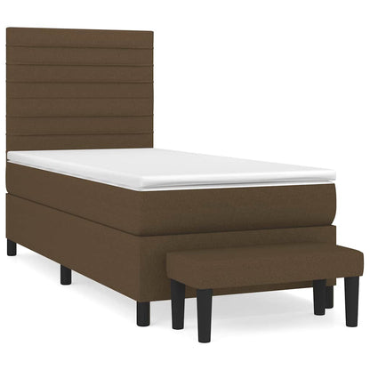 Box Spring Postel S Matrací Tmavě Hnědá 90X200 Cm Textil