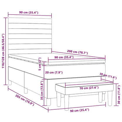 Box Spring Postel S Matrací Tmavě Hnědá 90X200 Cm Textil