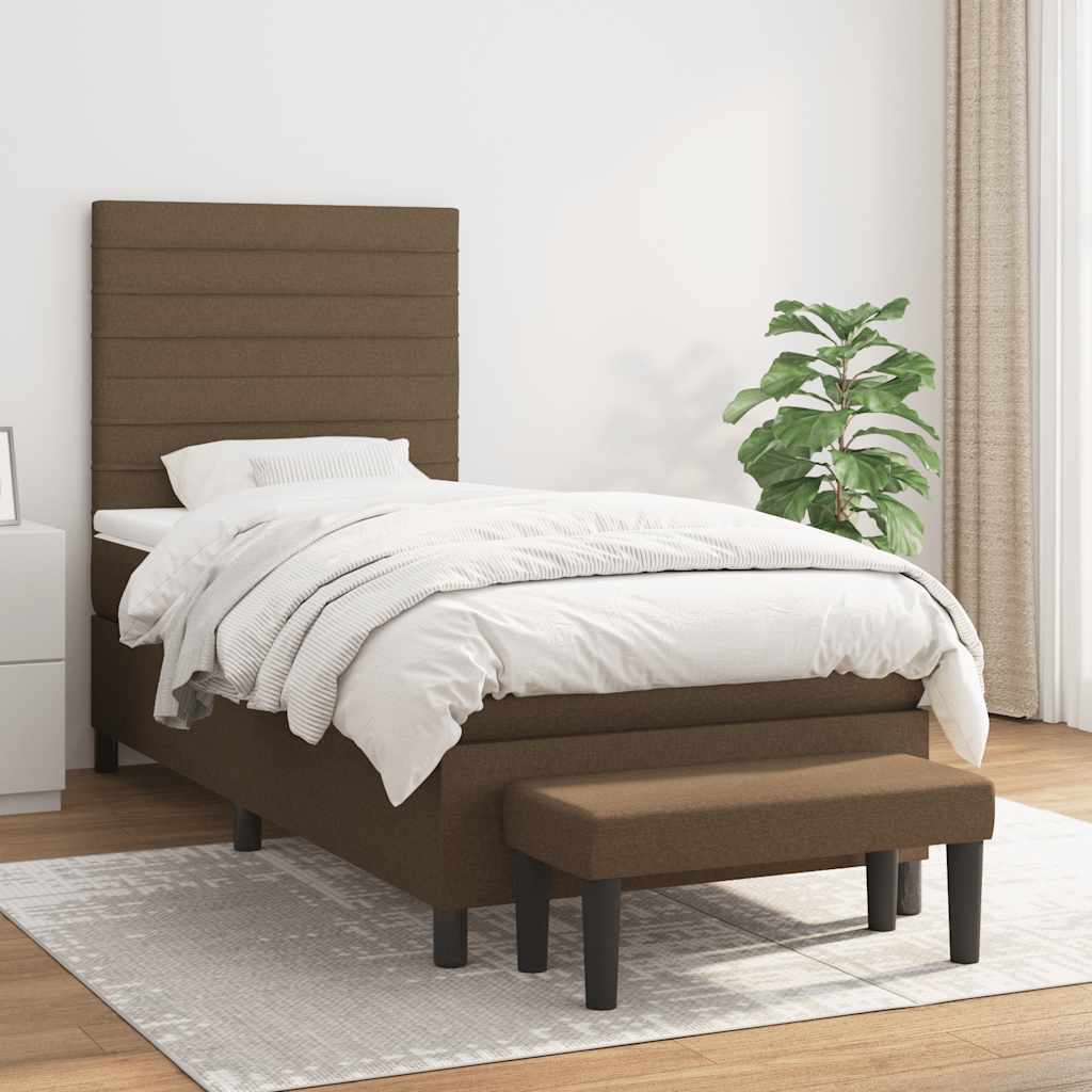 Box Spring Postel S Matrací Tmavě Hnědá 90X200 Cm Textil