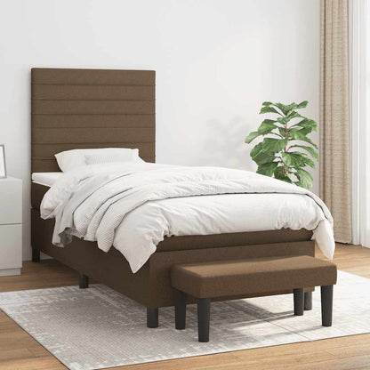 Box Spring Postel S Matrací Tmavě Hnědá 90X200 Cm Textil