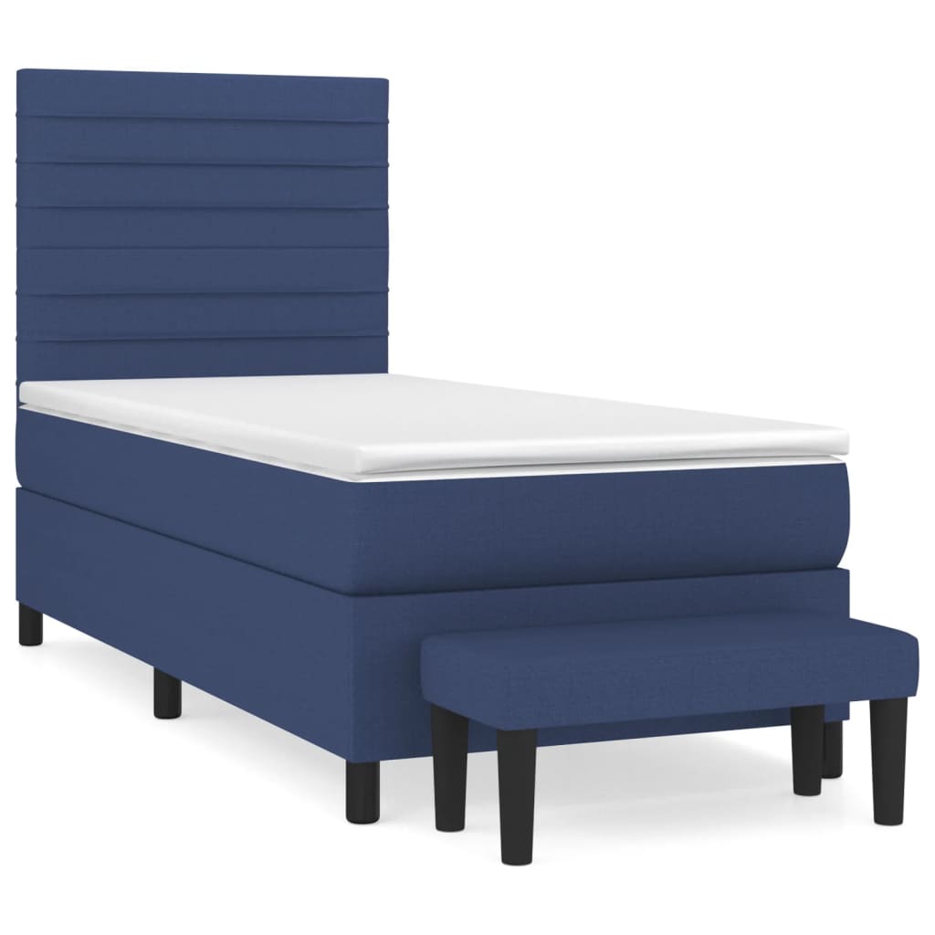Box Spring Postel S Matrací Modrá 90X200 Cm Textil