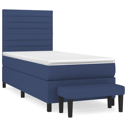 Box Spring Postel S Matrací Modrá 90X200 Cm Textil