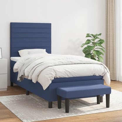 Box Spring Postel S Matrací Modrá 90X200 Cm Textil