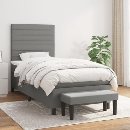 Box Spring Postel S Matrací Textil Tmavě Šedá