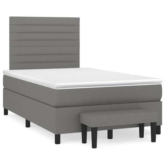 Box Spring Postel S Matrací Textil Tmavě Šedá
